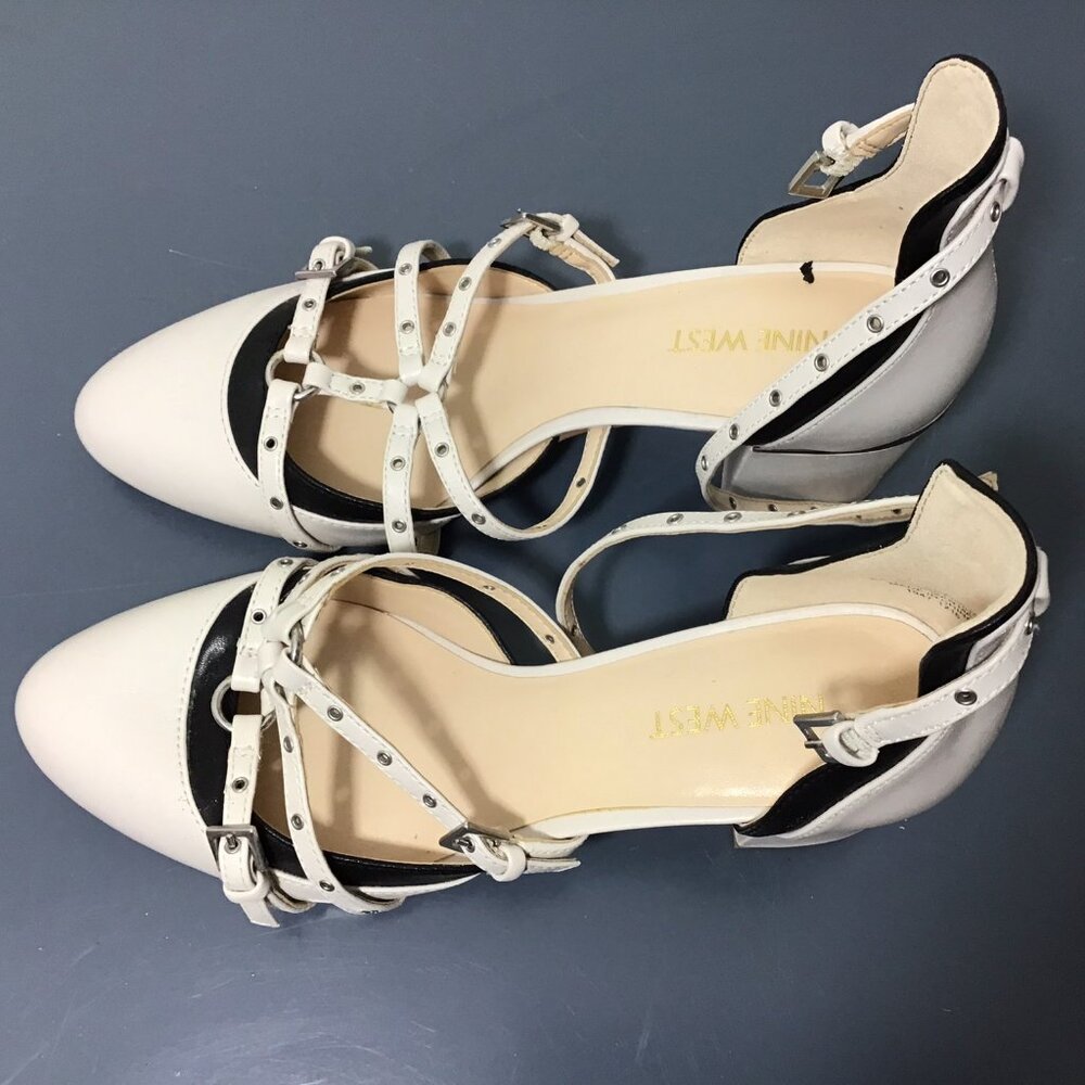 Nine West White Studded Block Heel Pumps – Size 7.5 – Like New
